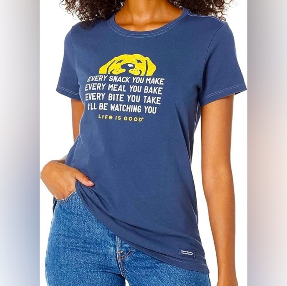 LIFE IS GOOD Crusher-Lite Crew Neck Tee I’ll Be Watching You Dog